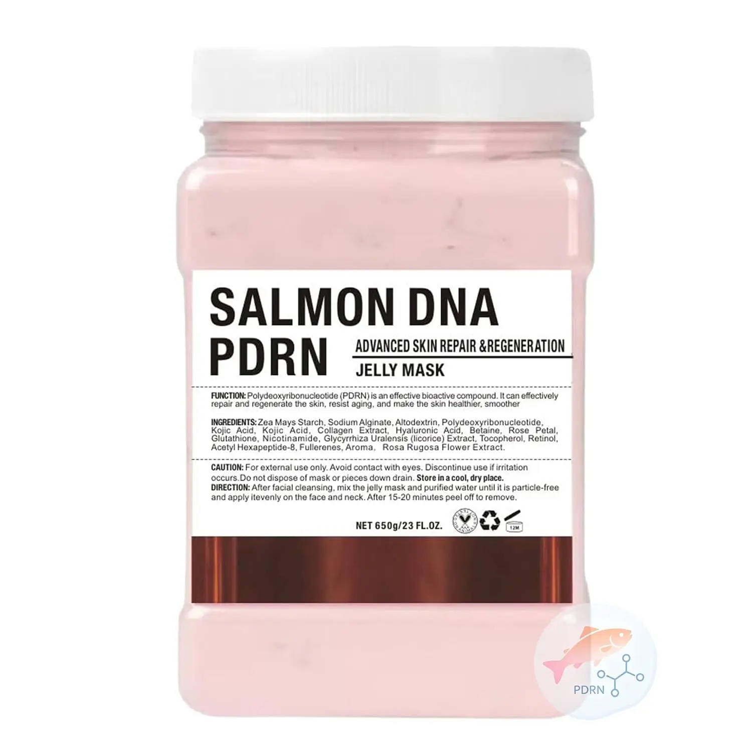 Salmon PDRN Hyaluronic Acid Collagen Jelly Mask Powder 23 Fl Oz Hydrating Firming Anti-Aging DIY Peel-Off Gel Face Mask for All Skin Types Professional Spa Treatment at Home