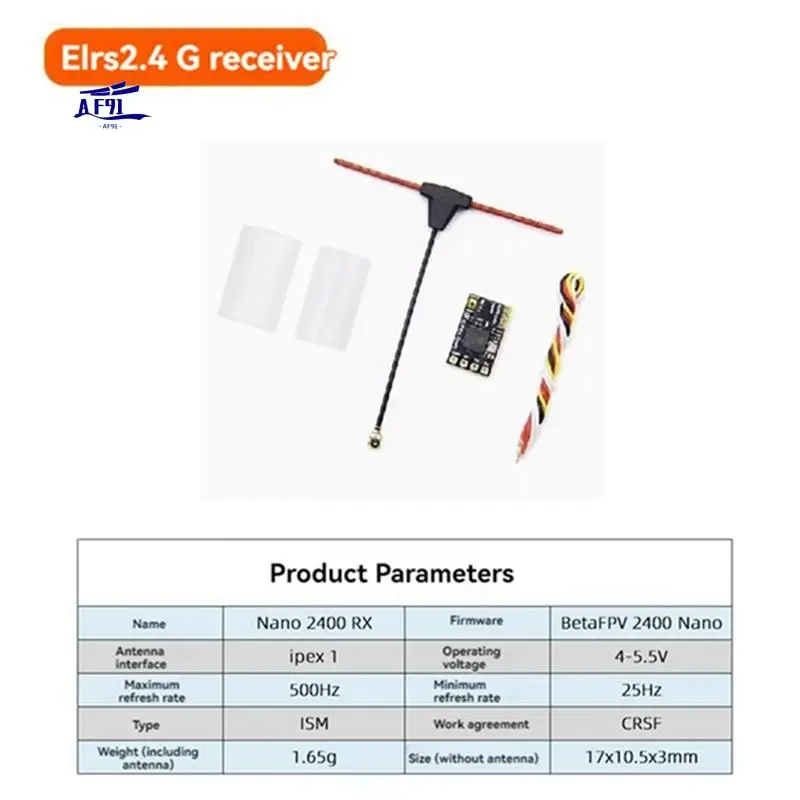 

AF91-5PCS ELRS Receiver 2.4Ghz NANO Expresslrs Receiver CRSF With T-Type Antenna For RC FPV Traversing Drones Parts