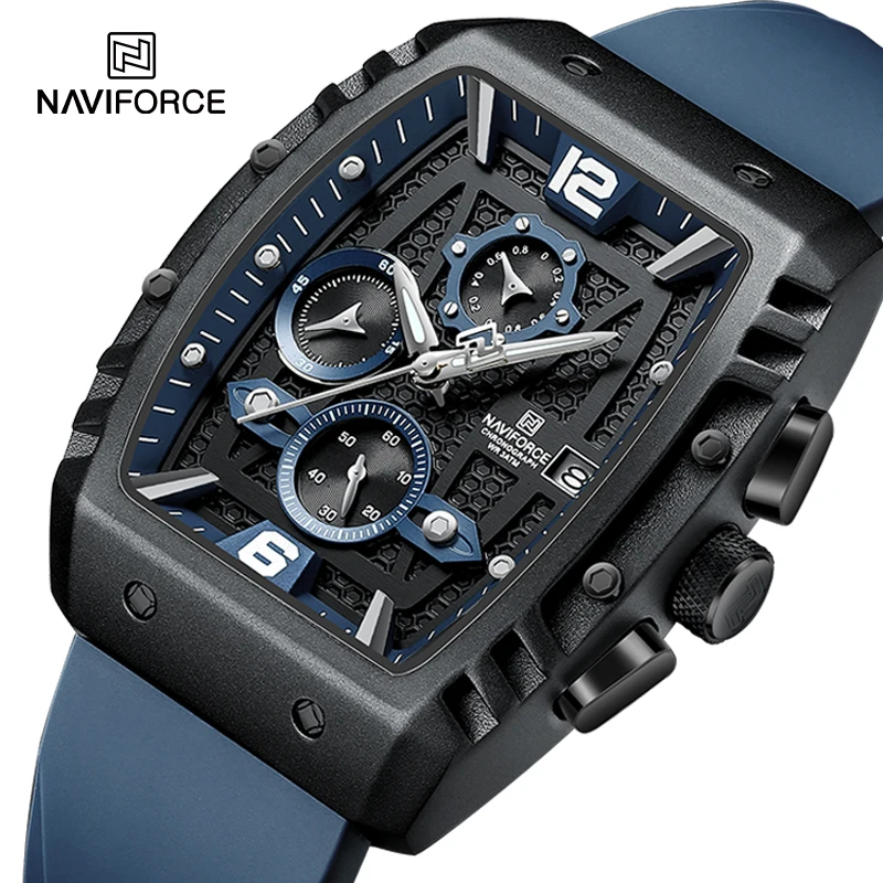 NAVIFORCE Men's Luxury Watch Waterproof  Sport Quartz Soft Silicone Band Date Military Clock Chronograph Wristwatch Reloj Hombre