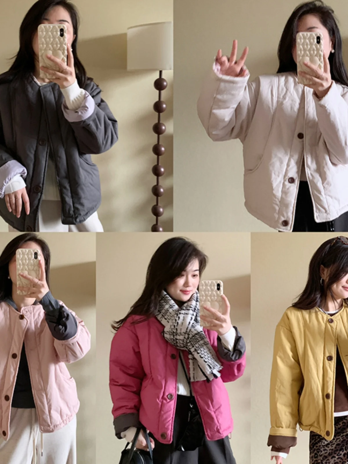

Winter aron Loose Cotton irt round Ne Five Colors Versatile Soft Korean Sle Commute Long Sve Regular Length