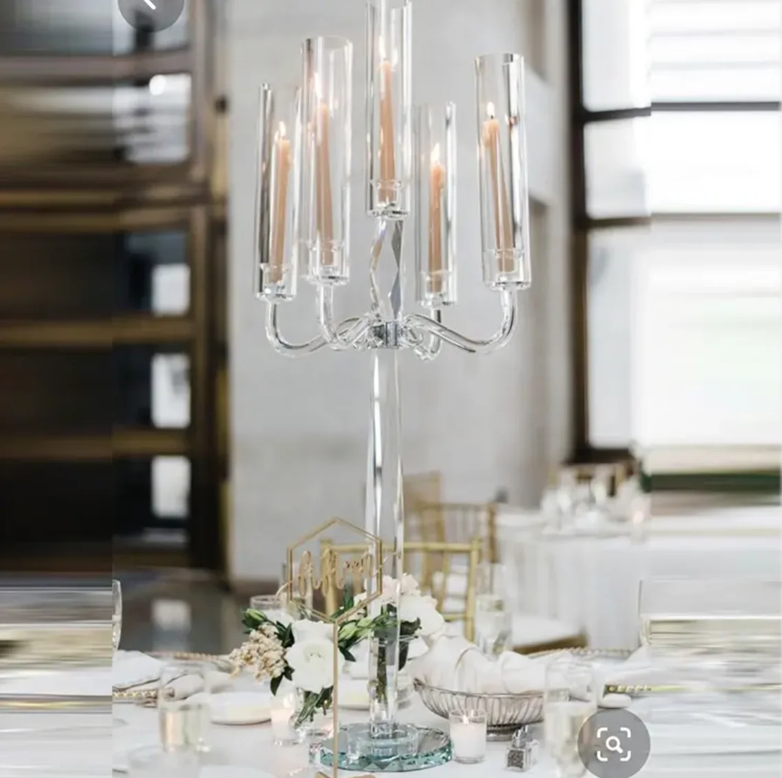 

10pcs) Gold/sliver/white/black/clear 5 Arms Acrylic Metal Gold Table Decoration Party Wedding Centerpiece Candelabra