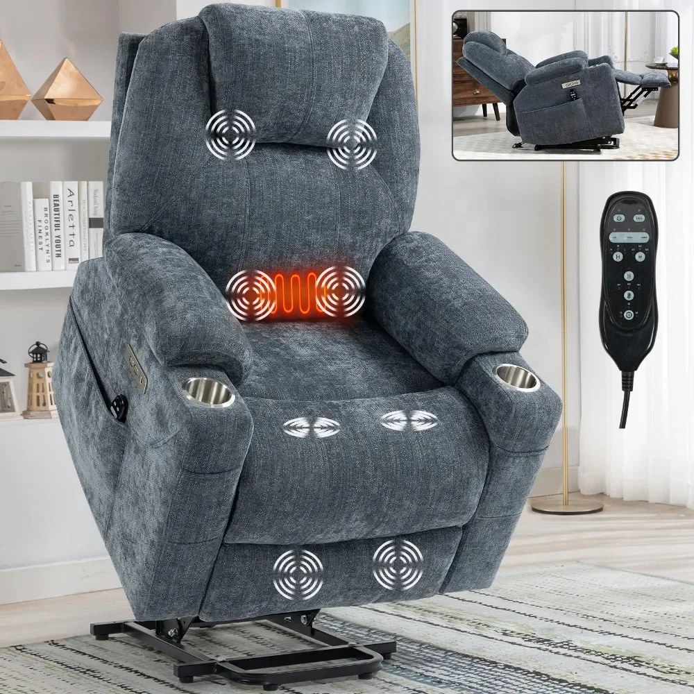 The massage chair bears 350 pounds of chenille electric lifting chair with 8-point vibration massage and waist Massage Chair