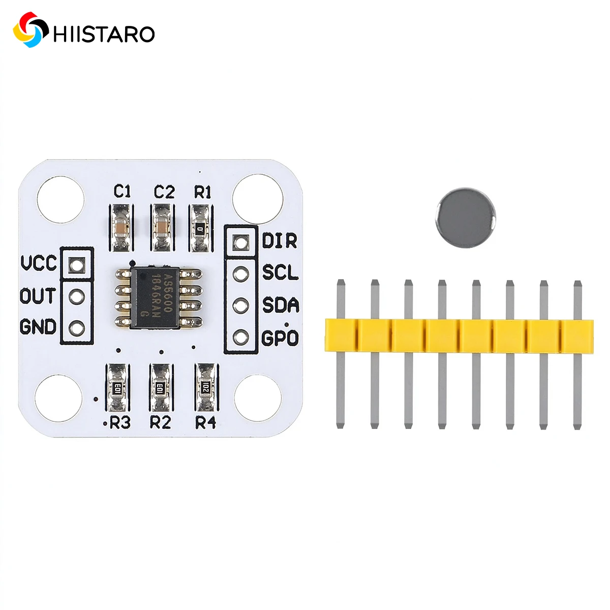 1Pcs AS5600 Magnetic Encoder Module, 12-bit High Precision Inductive Angle Measurement Sensor