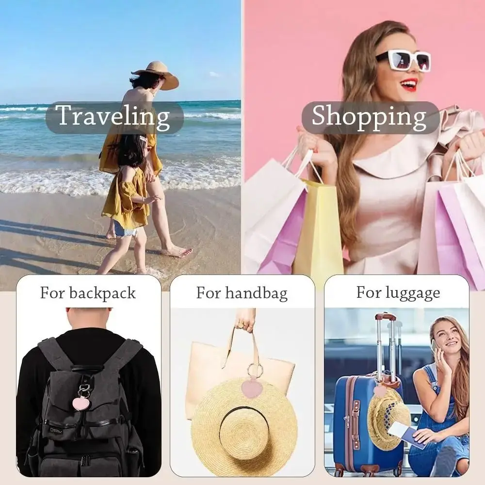 Heart Pu Leather Magnetic Hat Clip Portable Hat Storage Wallet Buckle Love Shape Hat Holder Organizer Gadget Hanging on Bag