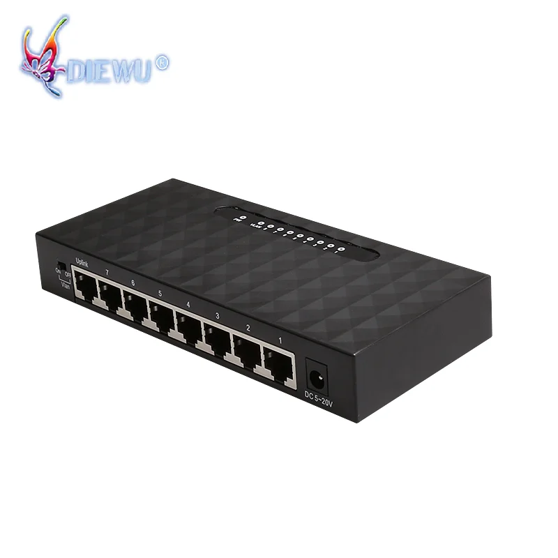 10PCS Diewu Unmanaged 8 Port Ethernet Hub 10/100m Vlan Netzwerk Switch