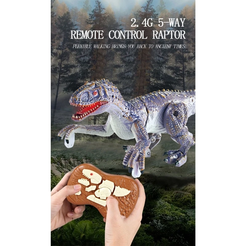 Electric Dinosaur Toy Simulation Dino Walking VelociRaptor Roaring Remote Control Dinosaur Toy Child Birthday Gift