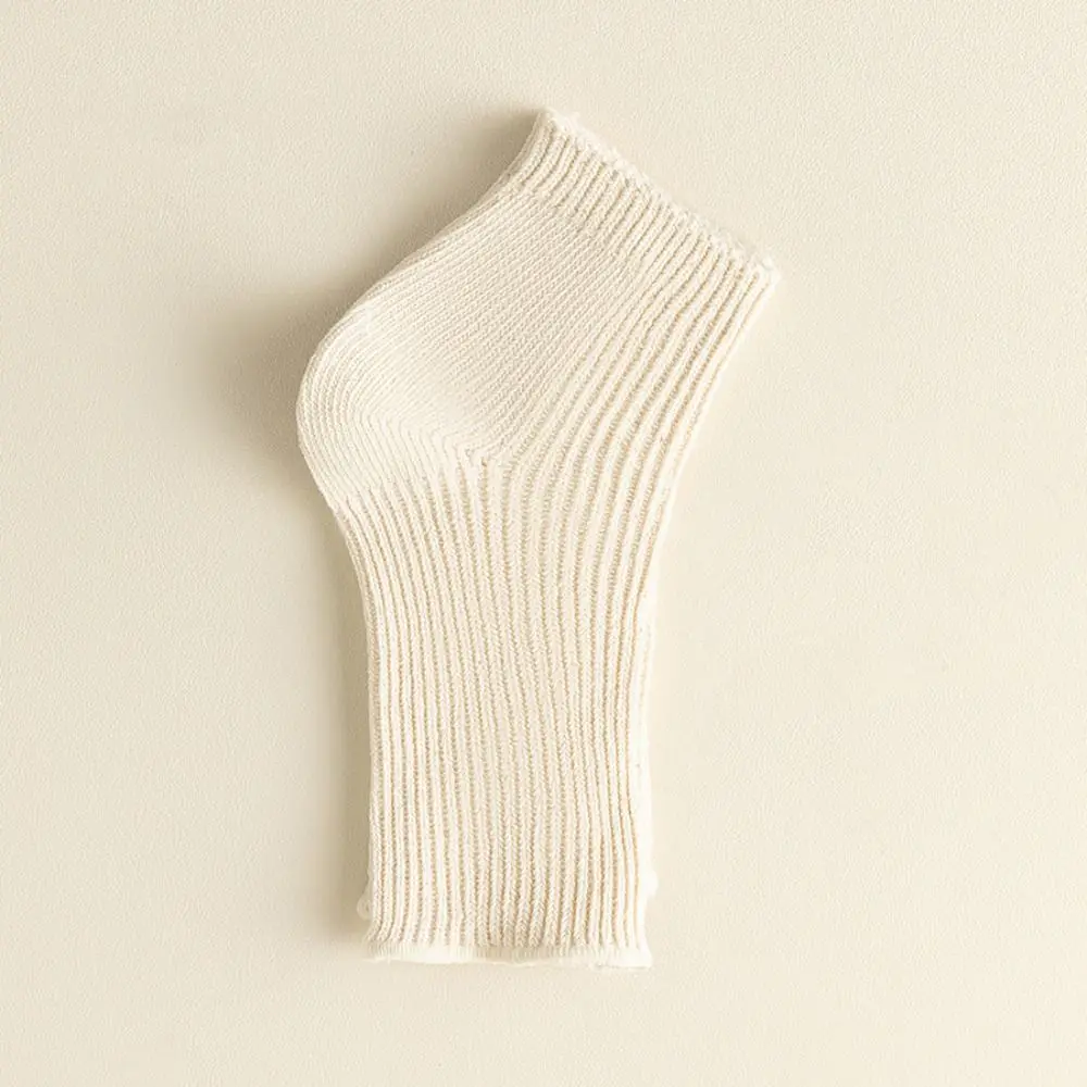 3Pairs Fashion Knitted Bare Toe Socks Solid Color Anti-slip Short Tube Socks Simple Hosiery Mid-calf Socks Women Lady