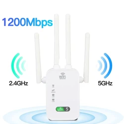 WiFi Repeater 1200Mbps Dual Band Wireless Amplifier 2.4G 5GHz Network Long Range Signal Booster For Home Office Wi-Fi Repeater