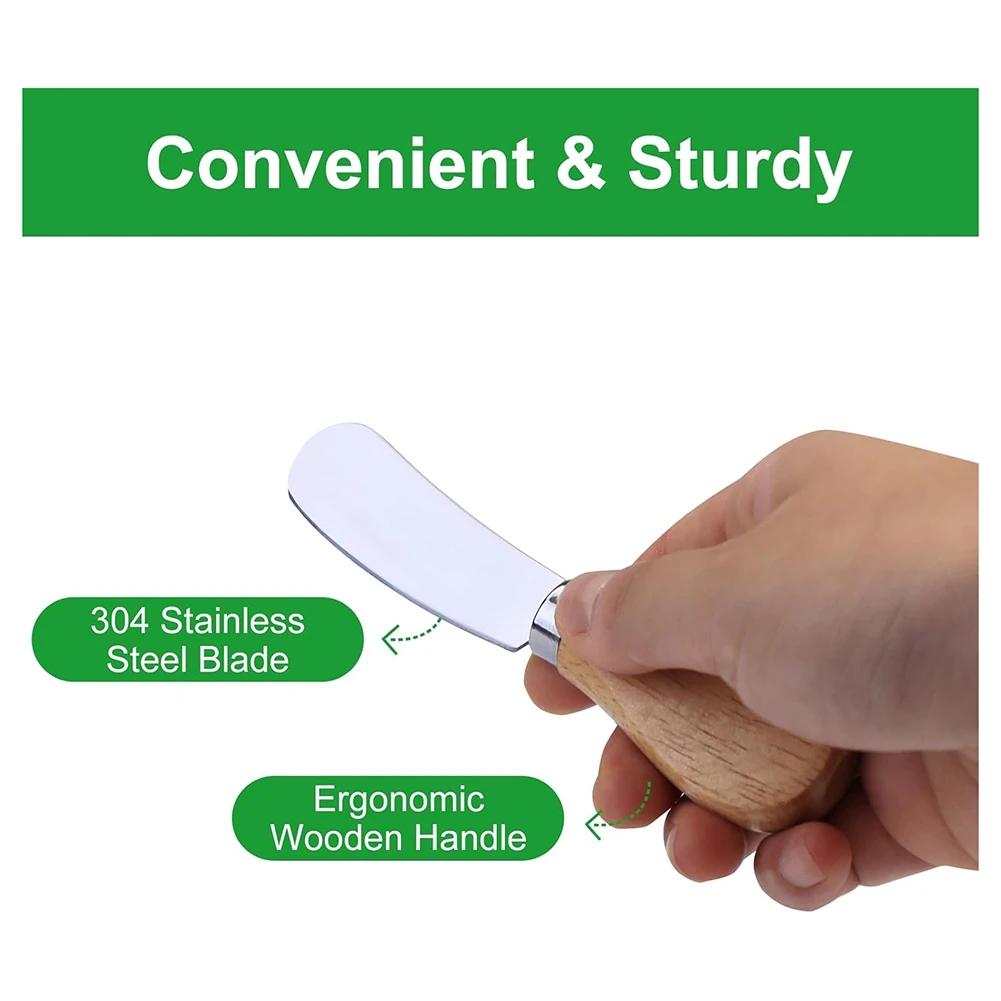 

10Pcs Cheese Spreader Knives, Mini Butter Knife Spreader With Wooden Handle, Stainless Steel Cheese Knife Set Limited Time Offer