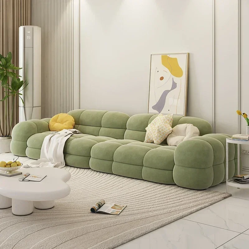 Wind Cream Small Apartment Cotton Candy Double Apartment Living Room Fabric Craft Sofa Combination Latex