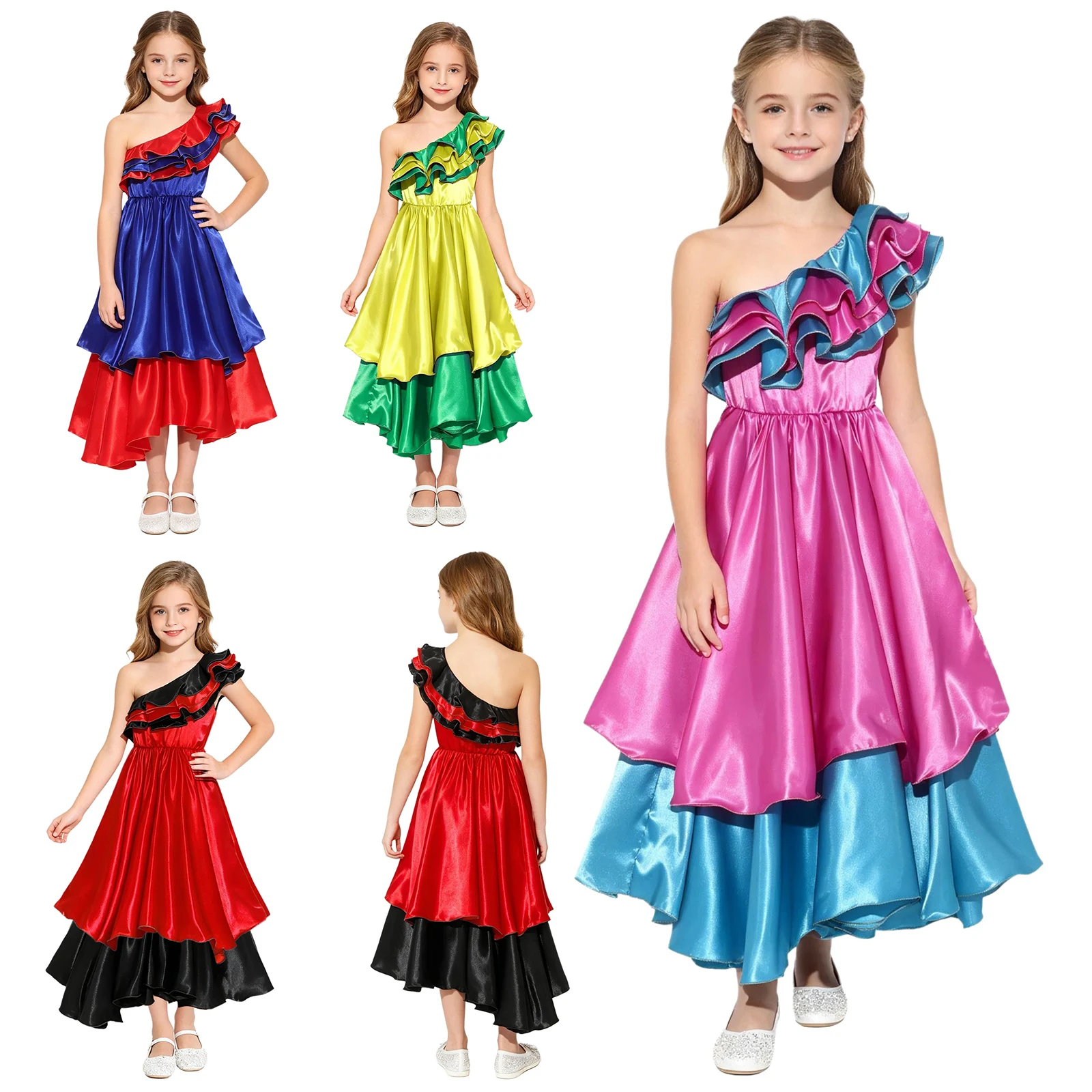 Girls Brazilian Dancer Costume Children Spanish Flamenco Rumba Samba Dance Costume Rio Halloween Carnival Performance Clothes view 2