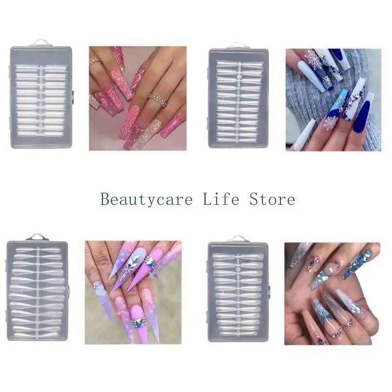 652c 240ピース長いネイルヒントクリア偽ネイルヒントbalerina artifical fingernails full cover tip