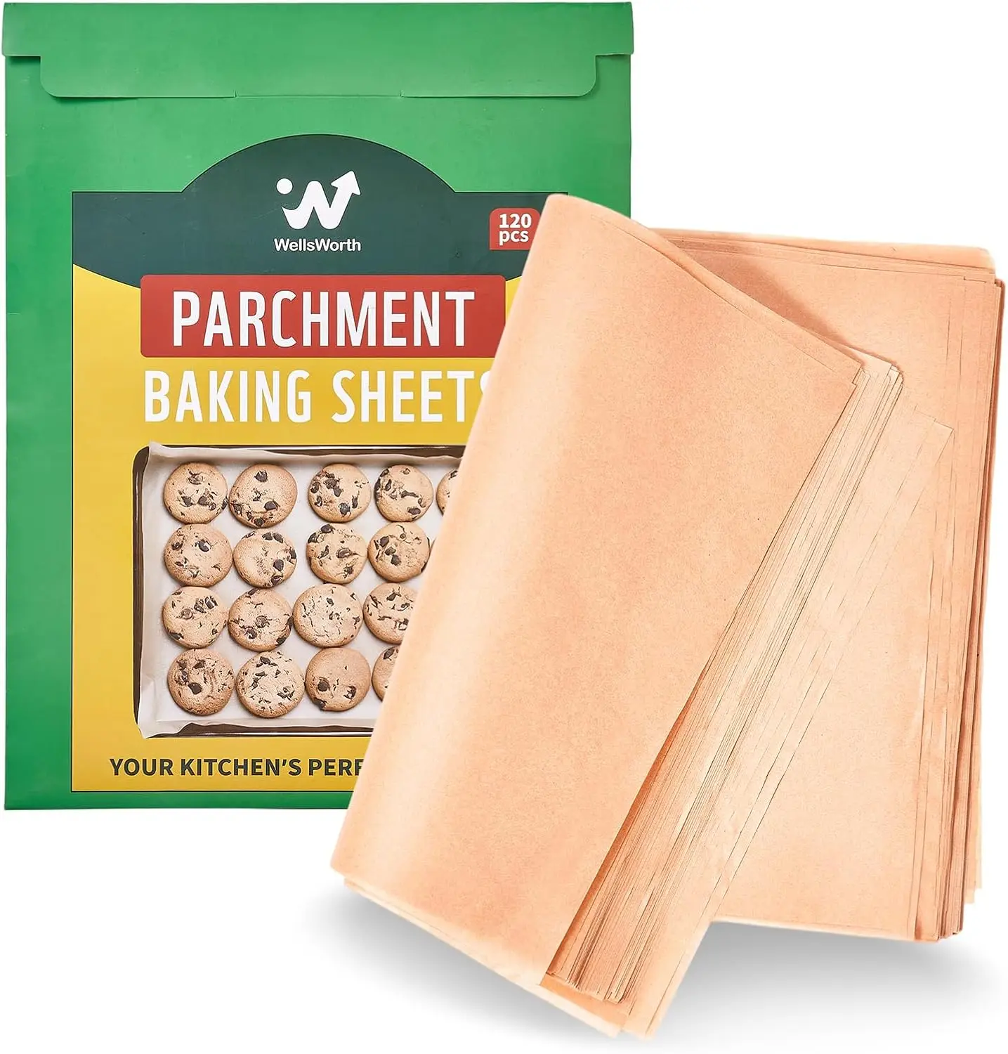 

120PCS Unbleached Parchment Paper Sheets, 12x16 Inch Precut Non-Stick Baking Paper for Oven, Air Fryer, Cookies