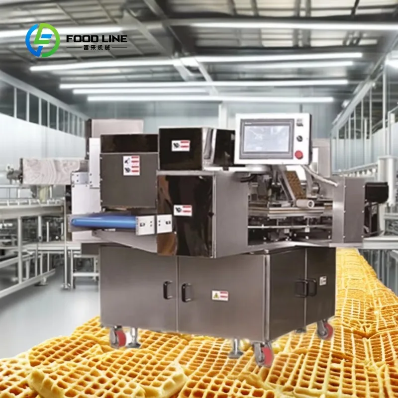 Automatic Waffle Production Line with Stainless Steel Baking Oven 1000pcs/h Capacity for Food Industry