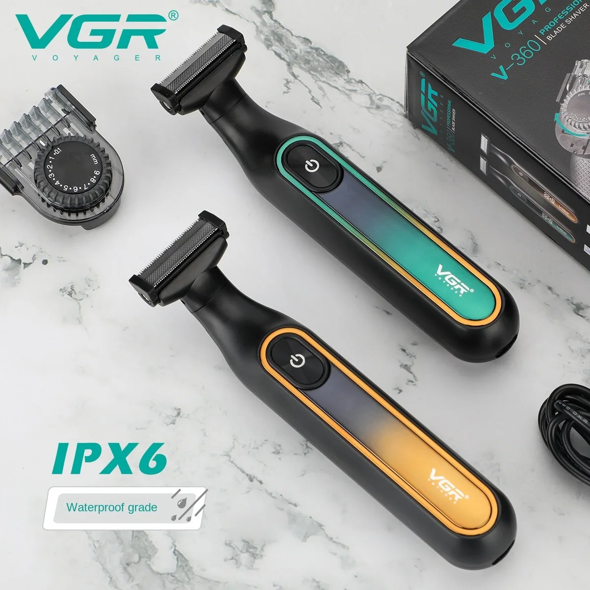 VGR Shaver Professional Shaving Machine Waterproof Beard Shaver Electric Razor LED Hair Trimmer Portable Shaver for Men V-360