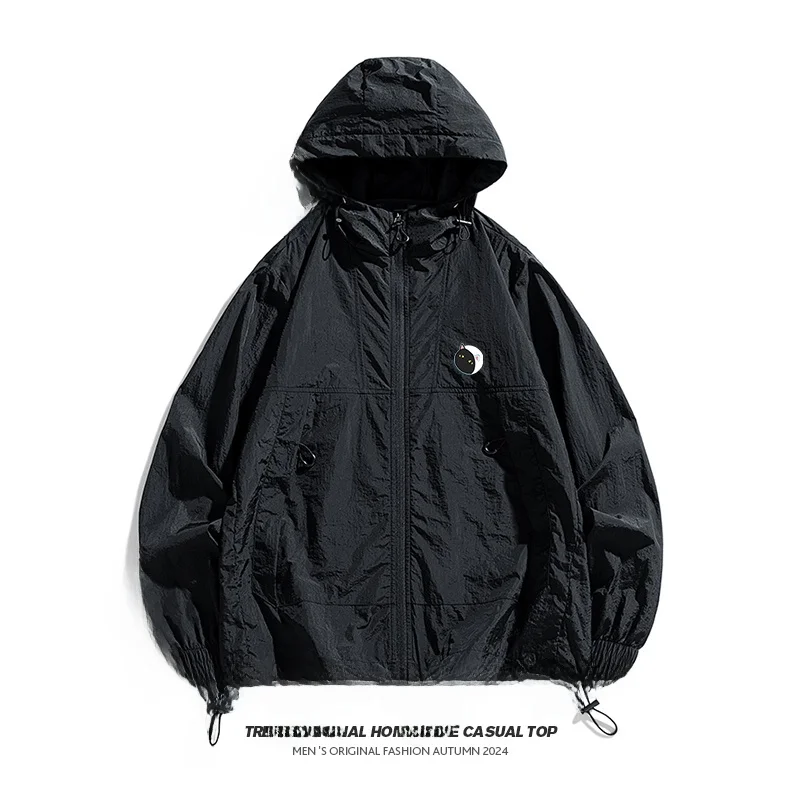 

Qui Dry Breathable Outdoor Sun Protection Skin Clothes Men's Women's Bla Ball Series Faionable Windbreaker for Summer