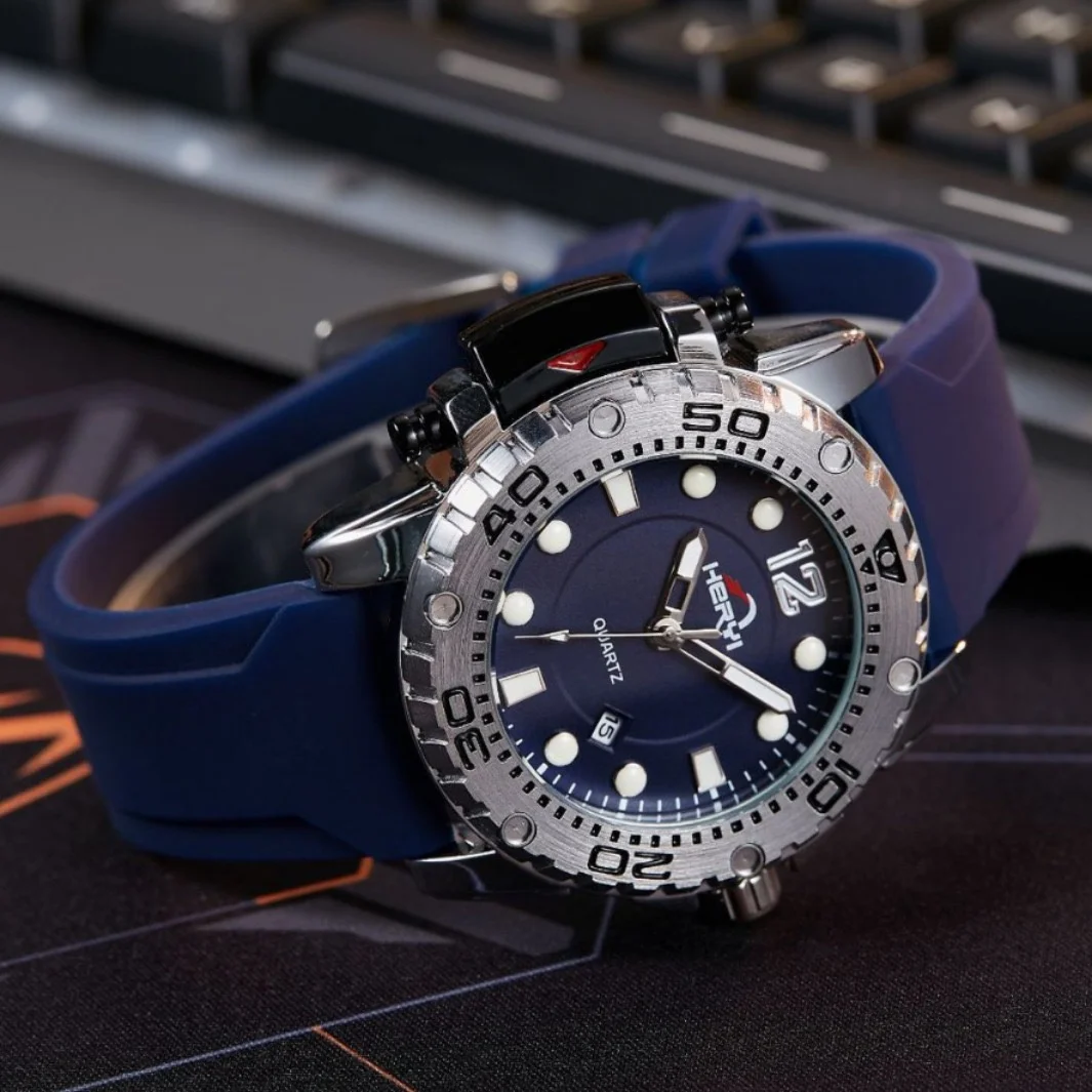 2025 new men's watch brand genuine sports men's large dial light luxury men's casual simple business watch