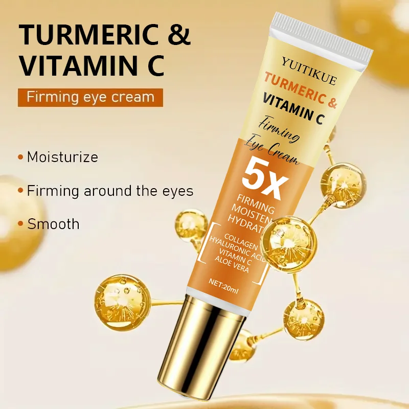 YUITIKUE Crema contorno occhi rassodante al 30% curcuma e vitamina C - 5X idratante, rassoda e liscia l'area occhi