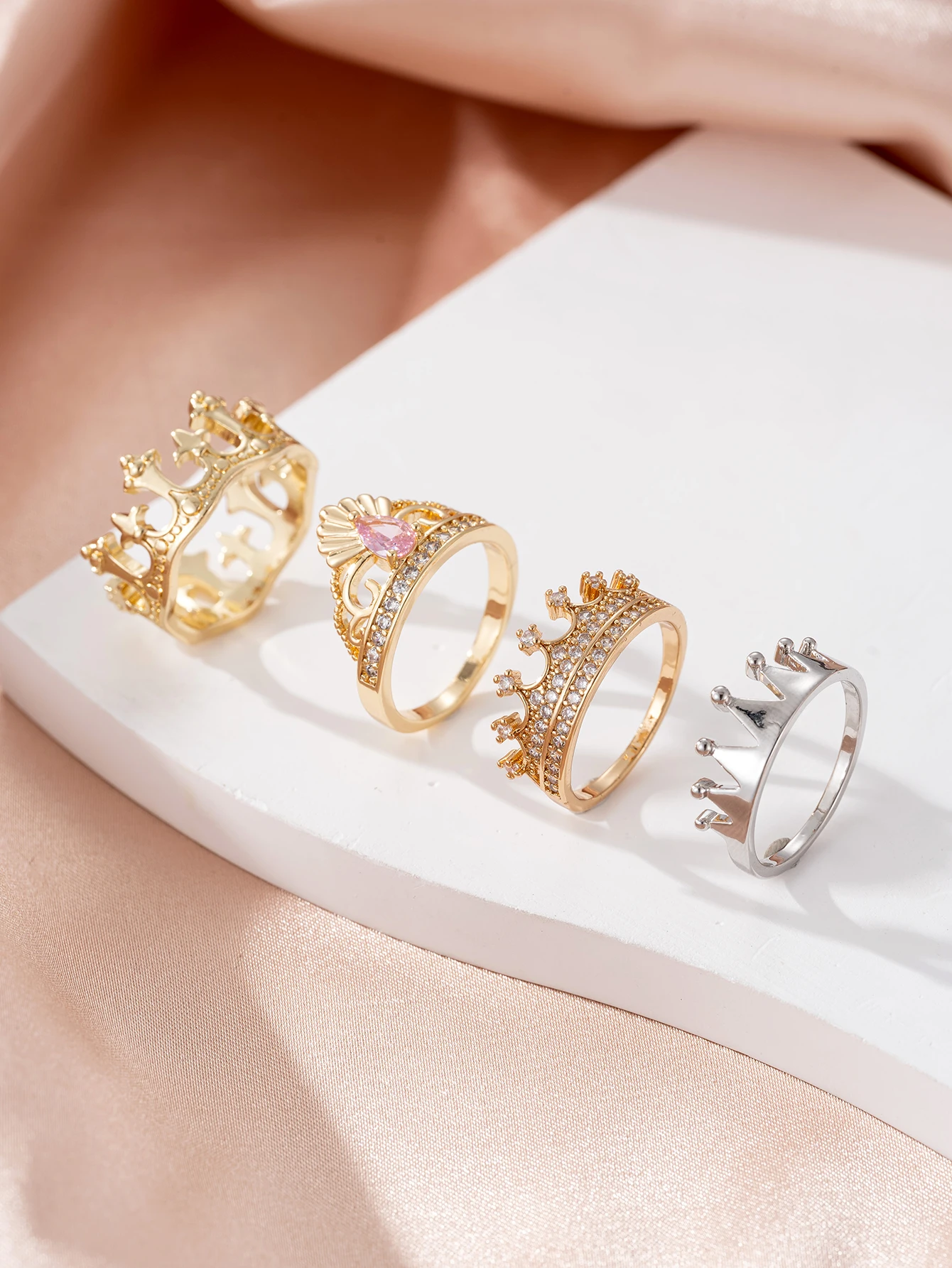 Anillo dulce con corona de circonia cúbica Simple, joyería de fiesta con fecha para mujer