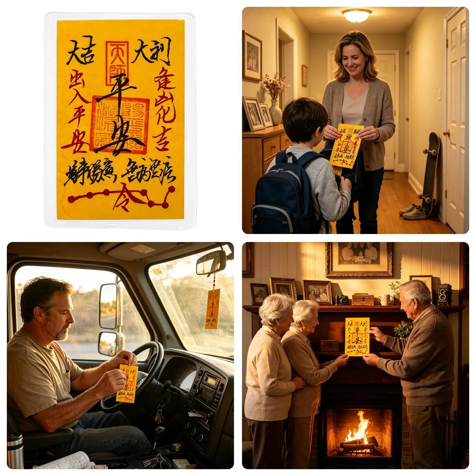 Luck Chinese Yellow Paper Harmonious Protective Chinese Yellow Paper Emotions Luck Charm For Door Window Frame Wall Car Home