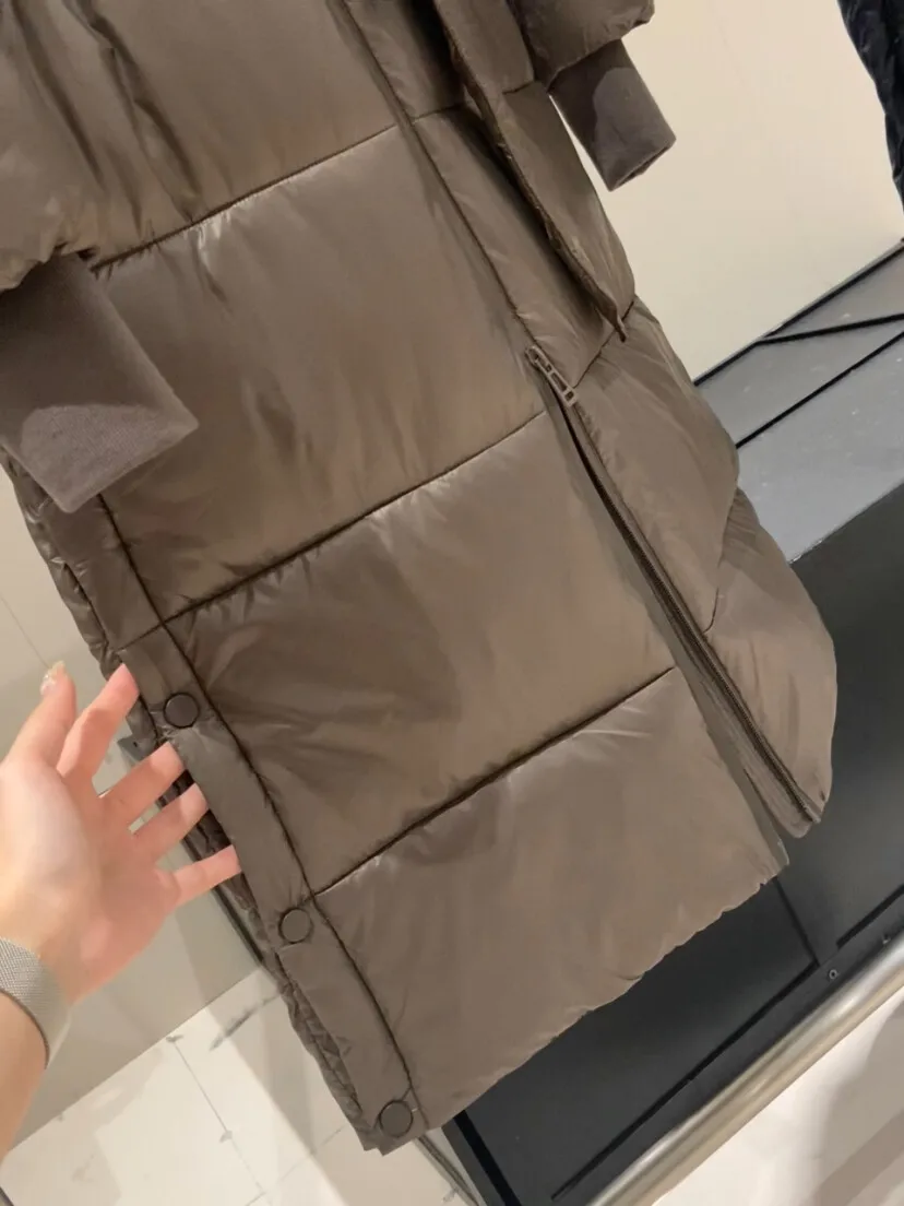 Warm Long Hooded Cotton Jacket Women's Stylish Slim Fit Coat Thickened Winter Outerwear Comfortable Breathable Zipper Closure