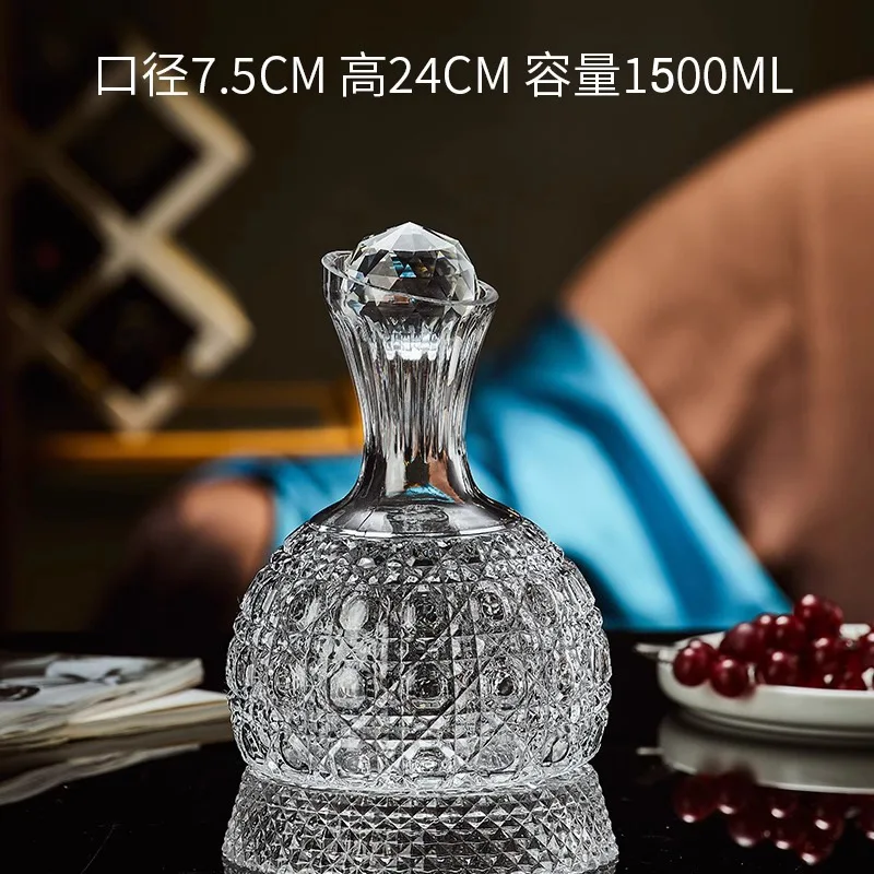 DEOUNY 1500ML Rotate Whisky Wine Decanter Lead-free Crystal Wine Pourer Carafe Thickened Wine Dispenser Pot Bar Accessories 3