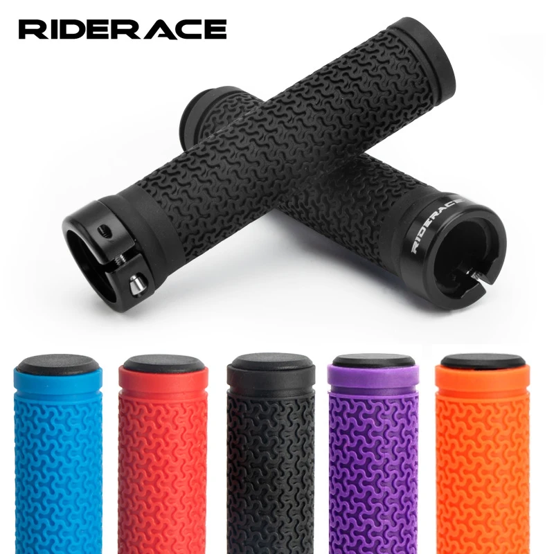 

RIDERACE Bicycle Grips Lock on Bicycle Handles Mtb Soft Rubber Mountain Bike Grips Non-slip Mtb Cuffs