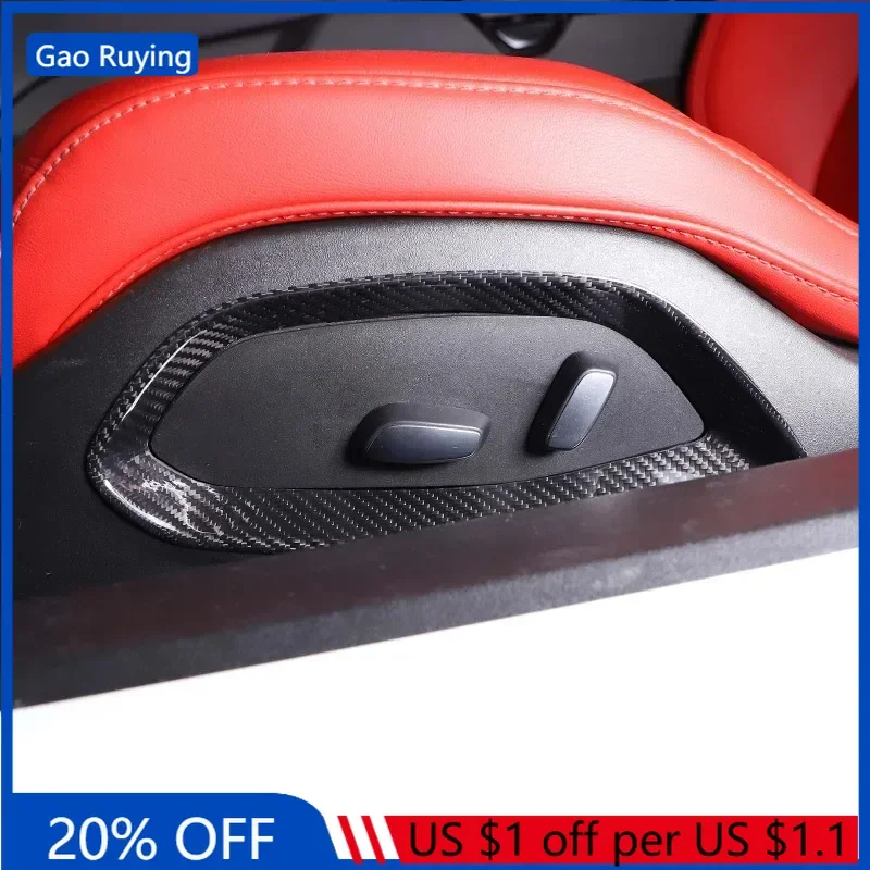 

Gao Ruying For Chevrolet Corvette C8 Z51 Z06 2020-2025 Real Carbon Fiber Car Seat Adjust Switch Frame Cover Trim Car Accessories