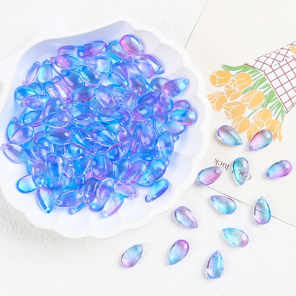 30pcs Colors 14*8mm Glass Beads Czech Drop Water Pendant Shape Beads  Glass Loose Beads Jewelry Material diy Earrings