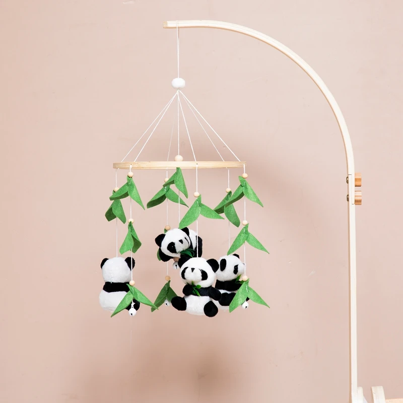 Houten 0-12 Maanden Baby Zacht Vilt Panda Bed Bell Mobiele Telefoons Wieg Bed Bell Opknoping Speelgoed Pasgeboren Educatief Speelgoed Voor Baby Cadeau