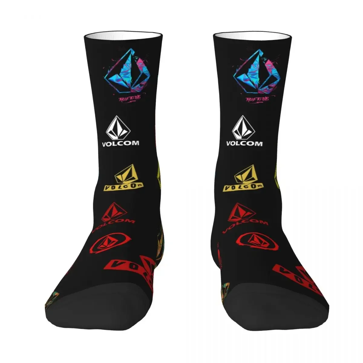 Volcom Logo Socks Harajuku Sweat Absorbing Stockings All Season Long Socks Accessories for Man's Woman's Birthday Present