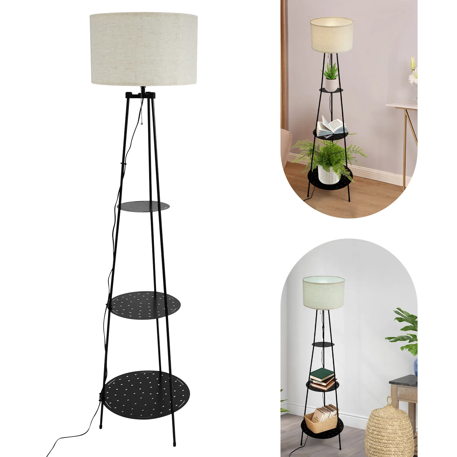 

Floor Lamp, Floor Lamp with Shelves, Floor Lamp with 3-Tier Shelves
