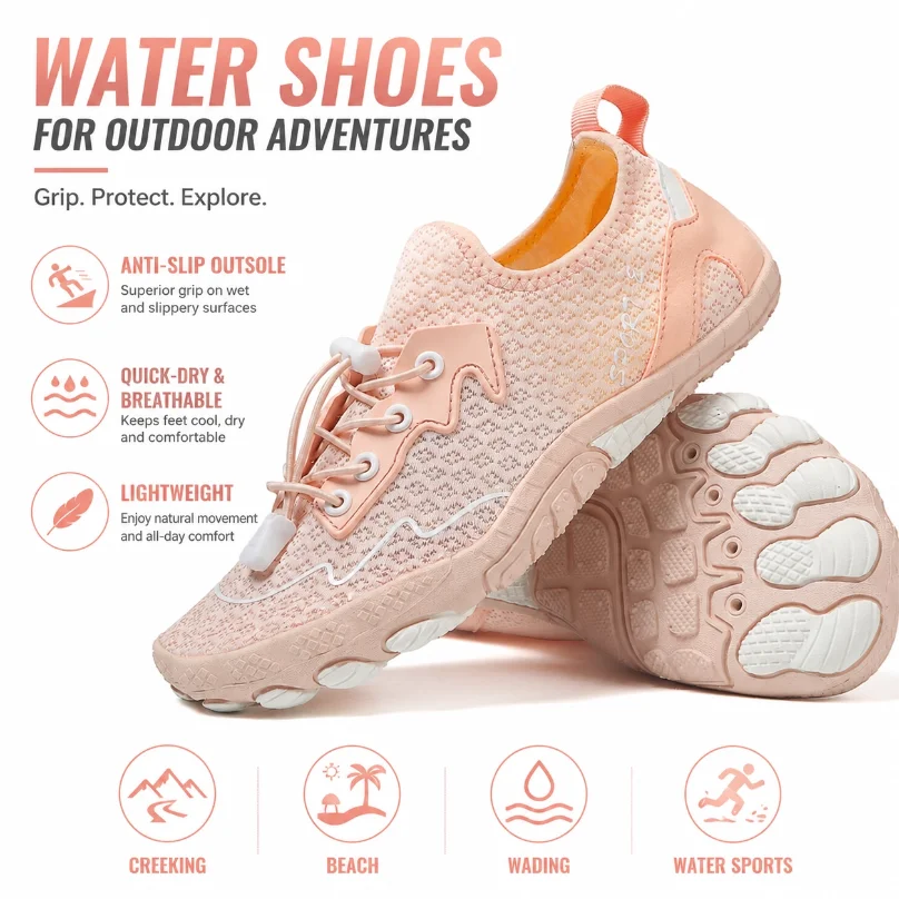 Quick Dry Water Shoes Anti Slip Quick Drain Breathable Lightweight for Men Women River Beach Swimming Diving Surf
