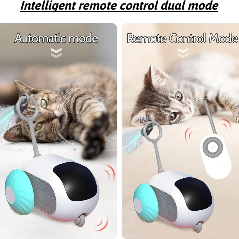 Remote Controlled Smart Cat Toy 2 Modes Automatic Moving for Cats Dogs Interactive Playing Toy Car Kitten Training Pet Supplies