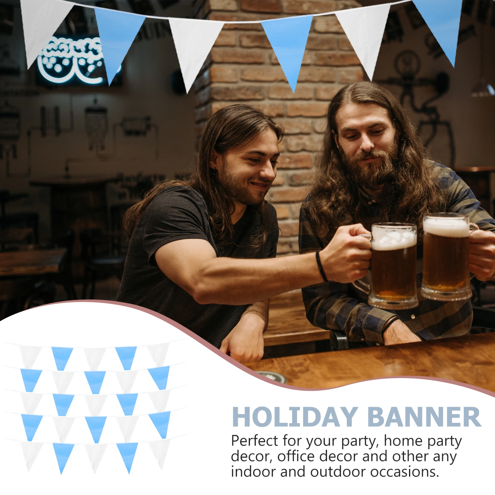 

Triangle Blue Polyester Circus Theme Party Decorations Flags Banners for Wall Hanging Party Supplies Beer Festival Home