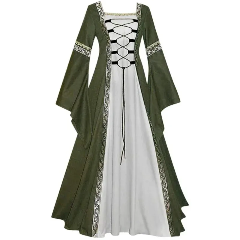 여성 중세 우아한 드레스 코트 공주 의상 르네상스 중세 할로윈 저녁 긴 가운 붕대 고딕 Ve TU4373