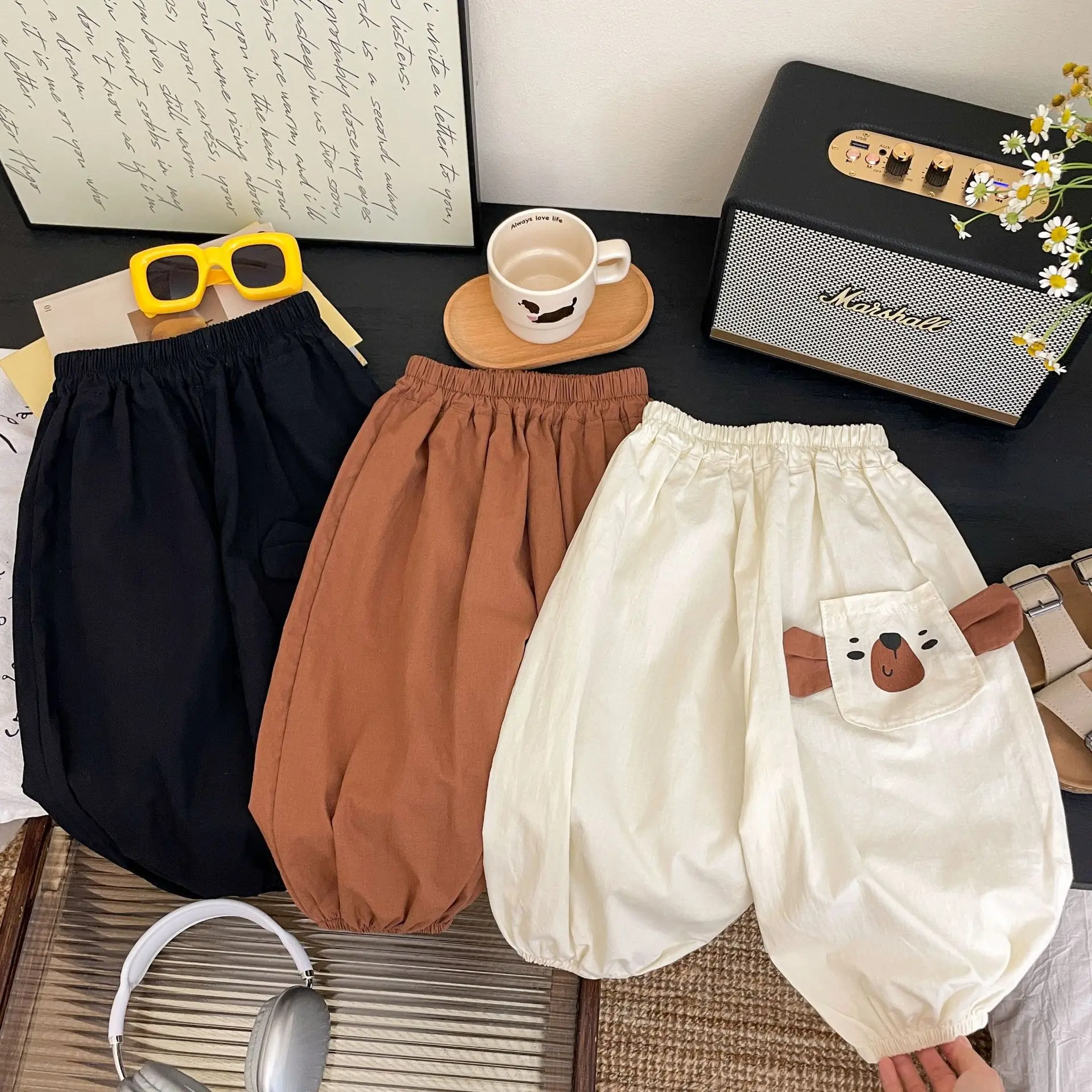 Kids Summer Calf Length Pants Girls Thin Harem Trousers Boys Cotton Pants Cute Kids Clothing