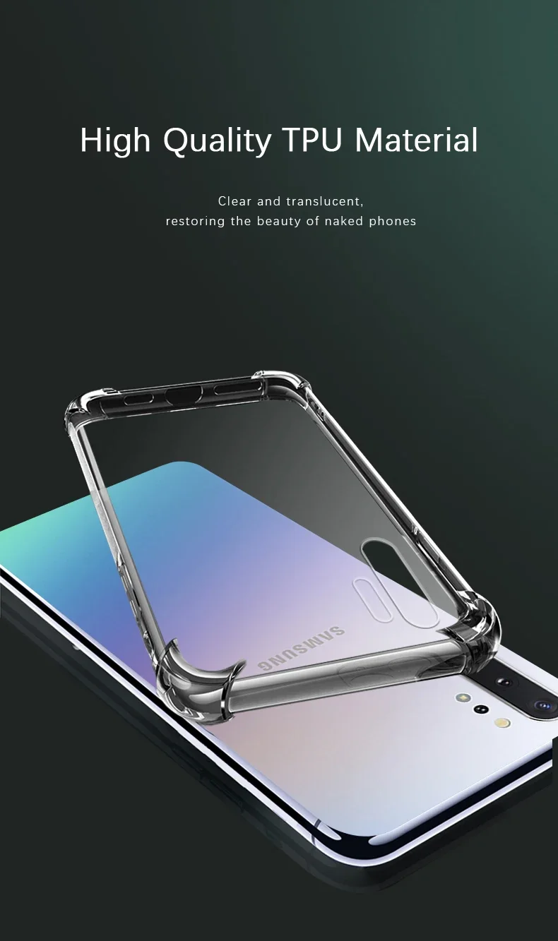 Airbag Anti-Drop-Handy hüllen für Samsung Galaxy Note10 Note 10 plus Lite 10 plus 10Lite 5g weiche, klare, stoß feste Stoßstangen abdeckung – Detail 3