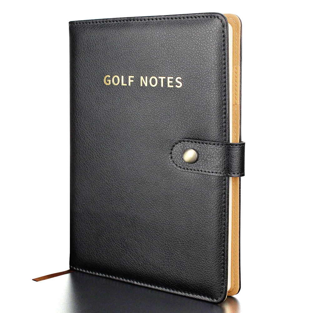 Black Leather Golf Scorecard Holder Score Notebook Log Journal Yardage Book Supplies Golf Training Aids for Men