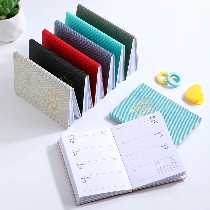 2024 Notebooks A7 Agenda Weekly Office Notepad Pocket Note Book Diario Calendar Notebook Papelaria Planner Leather Diary Caderno