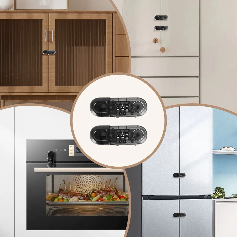 Anti-theft Drawer Password Lock DIY Plastic Cabinet Door Safety Lock Multi-function Security Latch Double Opening Refrigerator