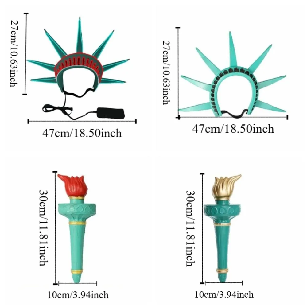 Luminous Freedom Statue Headband Masquerade Party Costume Accessory Statue of Liberty Props Torch Photography Prop