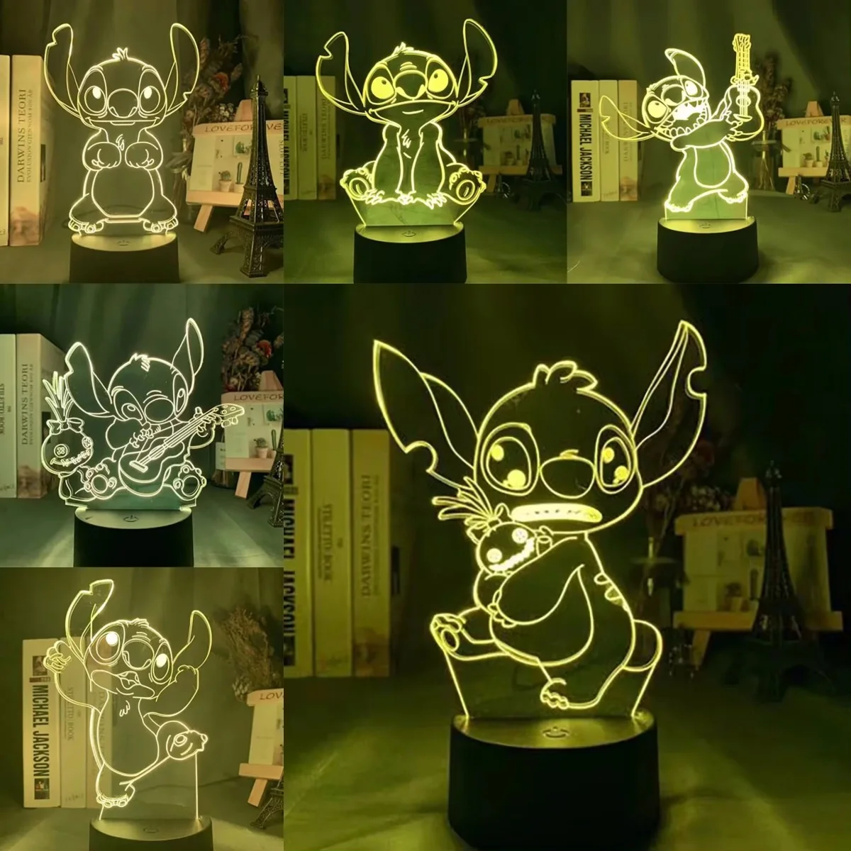 Disney Anime LED Night Light Model Toys Stitch Anime Figure 3D Lampa Dekoracja pokoju dziecięcego Prezent na Boże Narodzenie i urodziny