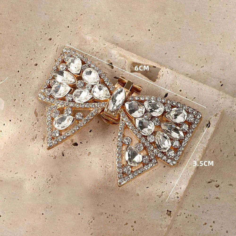 

1PC Clamp Glass Crystal Women Shoes Decorations Clip Bow Design Removable Shoes Charm Buckle Shiny Clips High Heel