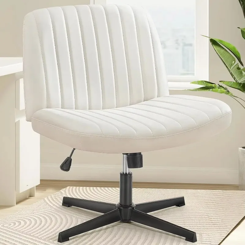 

OLIXIS Cross Legged Armless Wide Adjustable Swivel Padded Home Office Desk Chair