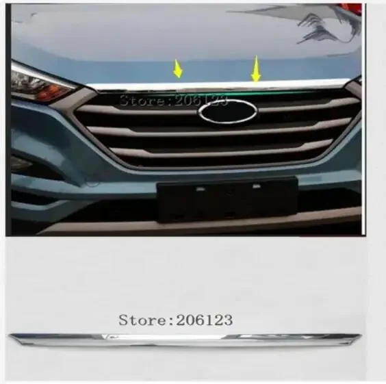 FIT FOR HYUNDAI TUCSON TL 2015 2016 2017 CHROME FRONT HOOD BONNET GRILL LIP MOLDING COVER TRIM GRILLE BAR GARNISH MESH STYLING