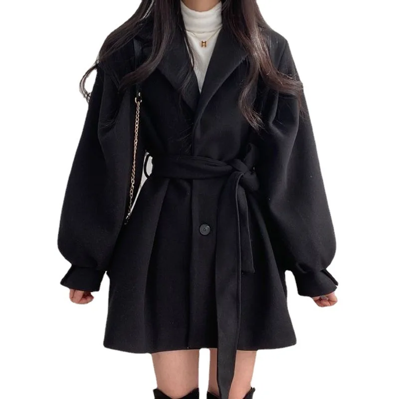 2023 Autumn/Winter New Women's Unisex Mid Length Double Breasted Windbreaker Woolen Coat Coat
