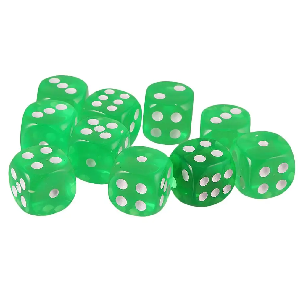 New Arrivals Pack of 10pcs Acrylic Six Sided D6 Dice for Funny D&D TRPG Party Board Game Toys Birthday Gift