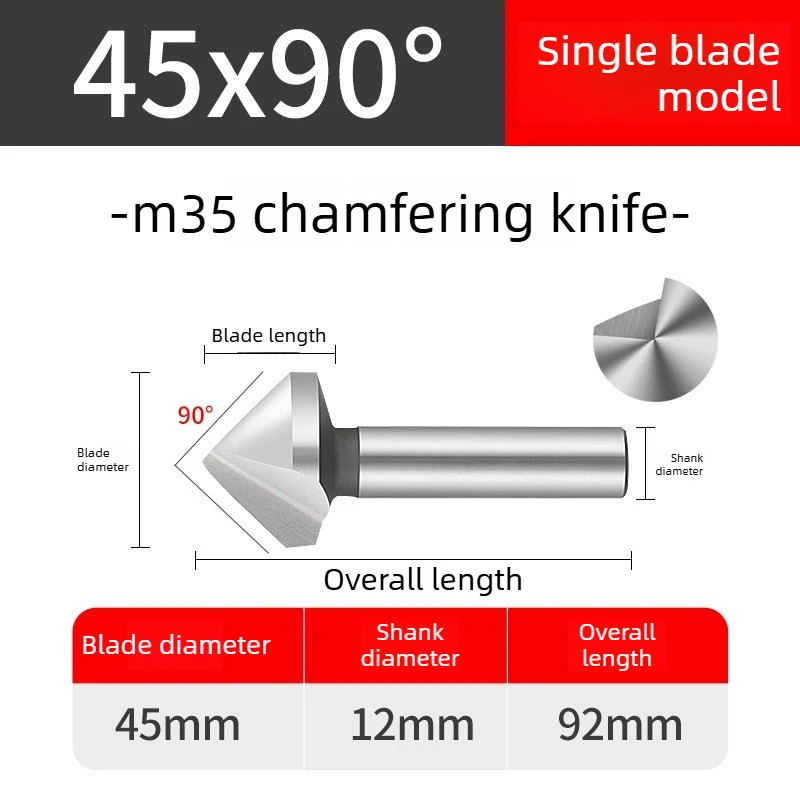 45-90°-die-steel-processing-countersink-45mm-single-edge-m35-cobalt-hard-metal-bit