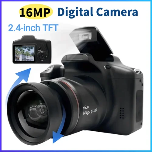 Cámara digital de 16 MP con pantalla LCD de 2,4 pulgadas Cámara Vlogging Cámara de vídeo con zoom digital 16X para fotografía y vídeo